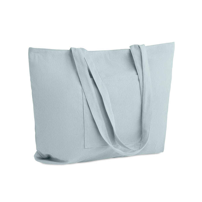 Grand sac shopping zippé personnalisable côtelé Cordy G bleu bébé